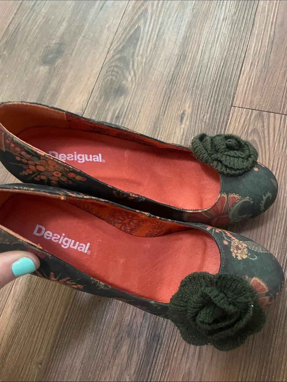 Desigual Women's Aguila Floral Red Multi Colored Shoe Pumps,38!!NEW